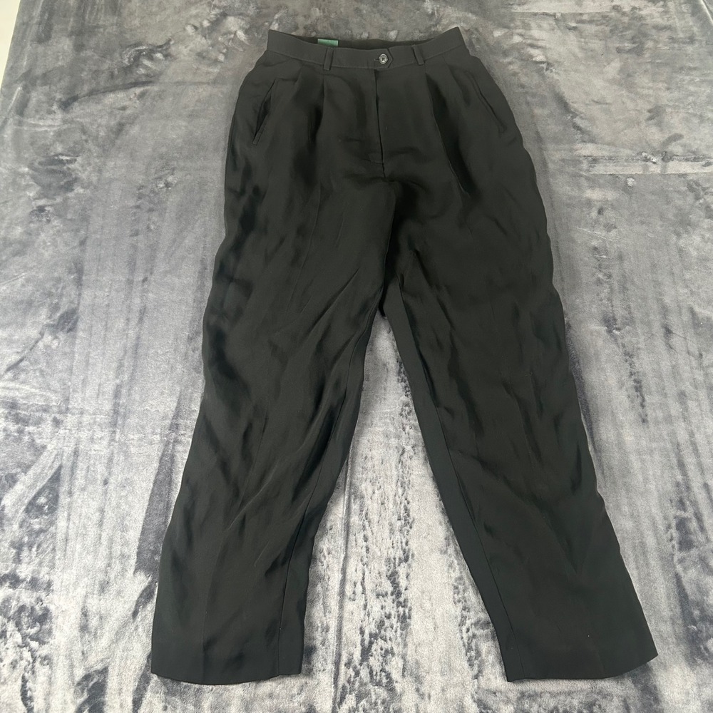 Lauren Ralph Lauren Dress Pants Women 8P Black Pleated High Rise Trousers